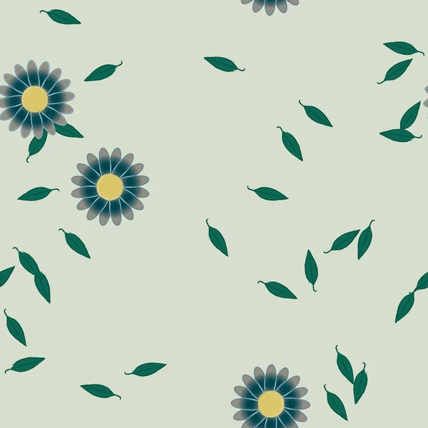 Fleurs Avec Feuilles Fond Sans Couture Illustration Vectorielle — Image vectorielle