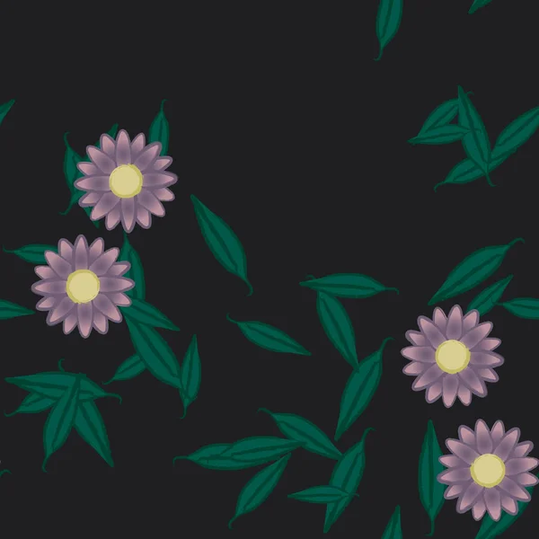 Fleurs Avec Feuilles Fond Sans Couture Illustration Vectorielle — Image vectorielle