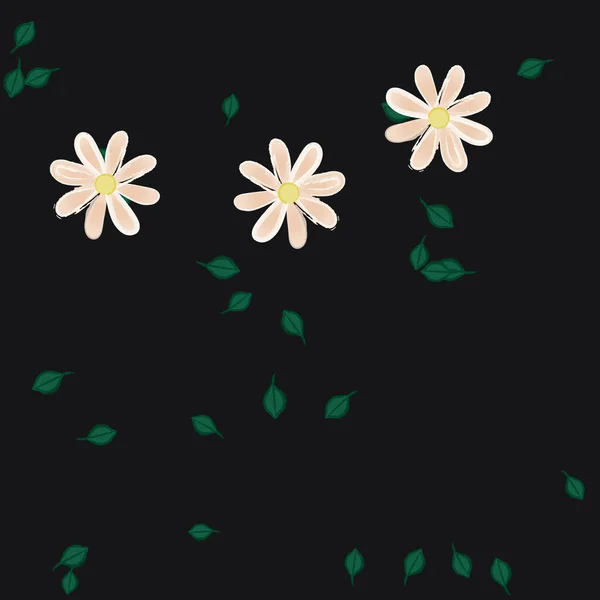 Flores Con Hojas Fondo Sin Costuras Ilustración Vectorial — Vector de stock