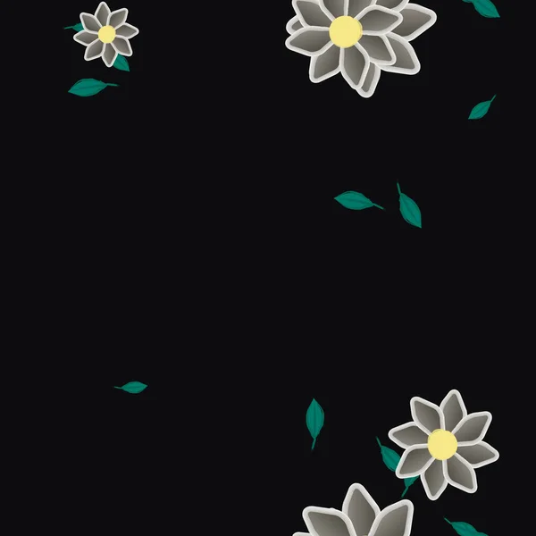 Fleurs Avec Feuilles Fond Sans Couture Illustration Vectorielle — Image vectorielle