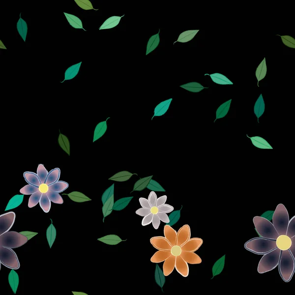 Bloemen Met Bladeren Naadloze Achtergrond Vector Illustratie — Stockvector