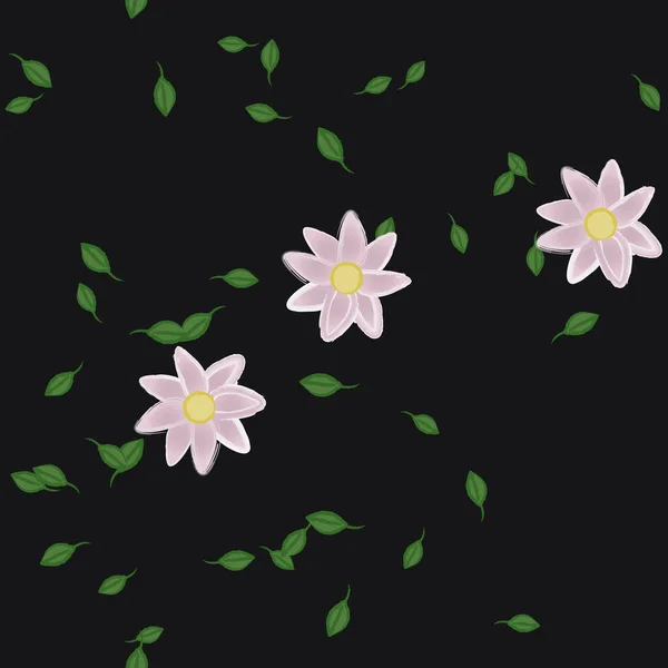 Vector Illustratie Van Zomerbloemen Bloemblaadjes Met Bladeren Naadloze Achtergrond — Stockvector