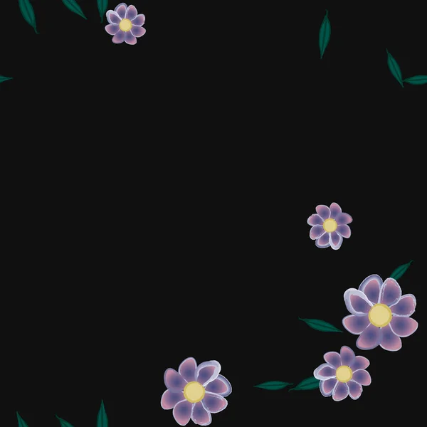 Flores Con Hojas Fondo Sin Costuras Ilustración Vectorial — Vector de stock