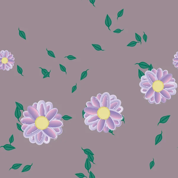 Flores Verano Pétalos Con Hojas Fondo Sin Costuras Vector Ilustración — Archivo Imágenes Vectoriales