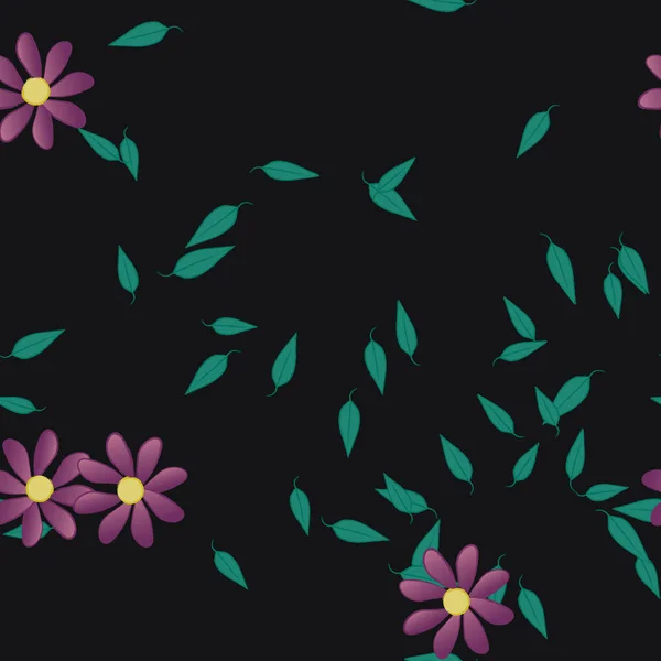 Flores Con Hojas Fondo Sin Costuras Ilustración Vectorial — Vector de stock