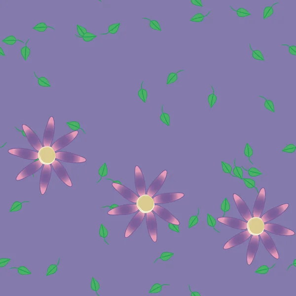 Flores Con Hojas Fondo Sin Costuras Ilustración Vectorial — Archivo Imágenes Vectoriales