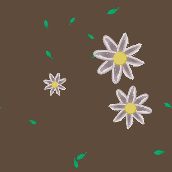 Flores Con Hojas Fondo Sin Costuras Ilustración Vectorial — Archivo Imágenes Vectoriales