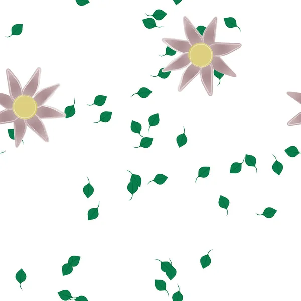 Blumen Mit Blättern Nahtloser Hintergrund Vektorillustration — Stockvektor