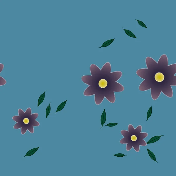 Blumen Mit Blättern Nahtloser Hintergrund Vektorillustration — Stockvektor