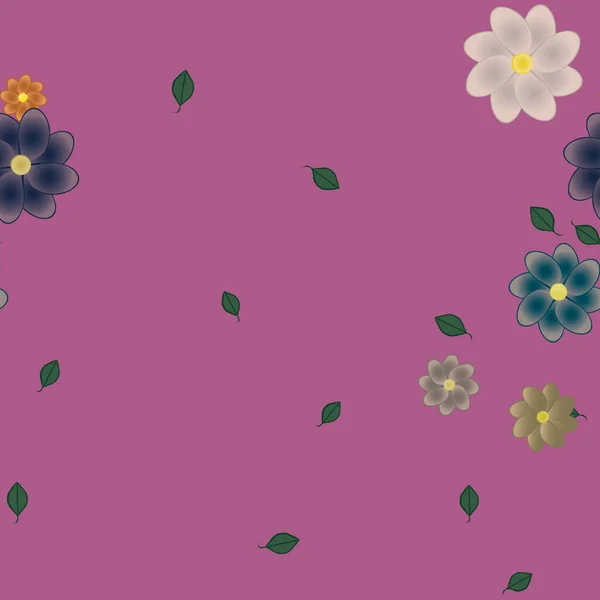 Flores Con Hojas Fondo Sin Costuras Ilustración Vectorial — Archivo Imágenes Vectoriales