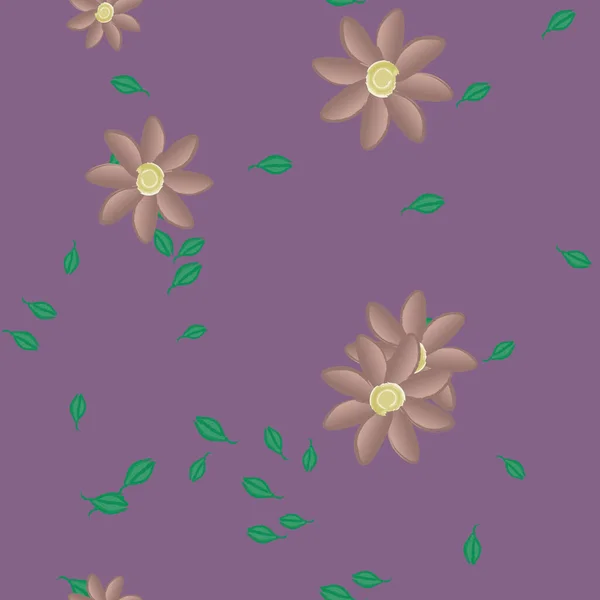 Flores Con Hojas Fondo Sin Costuras Ilustración Vectorial — Vector de stock