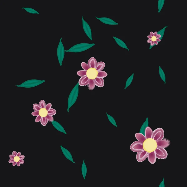 Vektorillustration Von Blütenblättern Mit Blättern Blumigem Hintergrund — Stockvektor