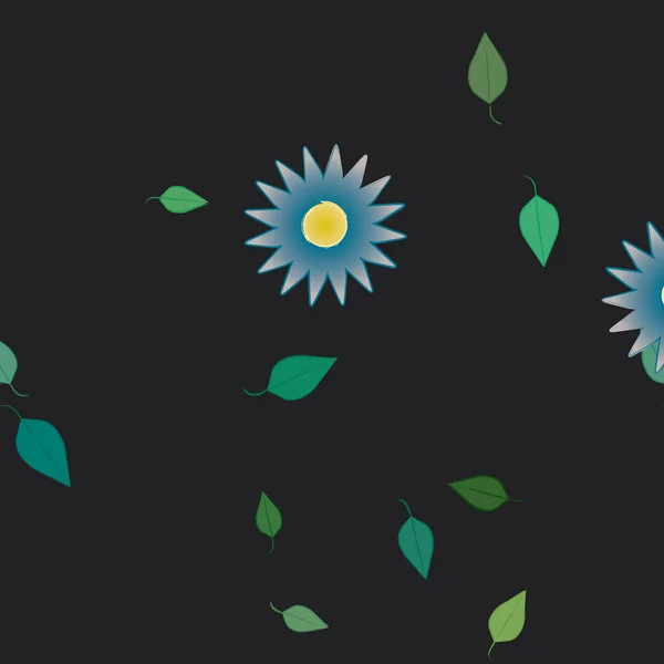 Flores Con Hojas Fondo Sin Costuras Ilustración Vectorial — Vector de stock