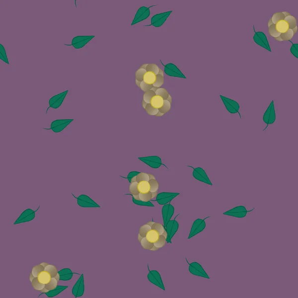 Fleurs Pétales Avec Feuilles Fond Sans Couture Illustration Vectorielle — Image vectorielle