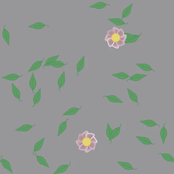 Fleurs Avec Feuilles Fond Sans Couture Illustration Vectorielle — Image vectorielle