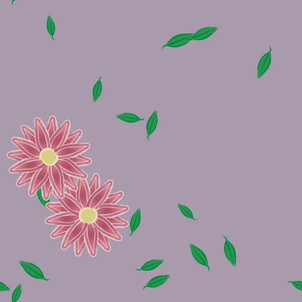 Fleurs Avec Feuilles Fond Sans Couture Illustration Vectorielle — Image vectorielle