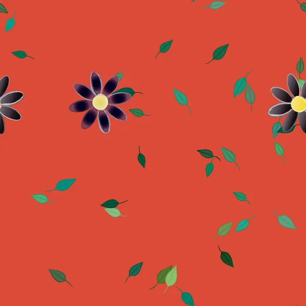 Flores Con Hojas Fondo Sin Costuras Ilustración Vectorial — Vector de stock