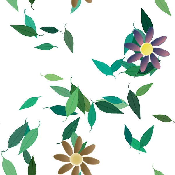 Flowers Leaves Seamless Background Vector Illustration — Stock Vector