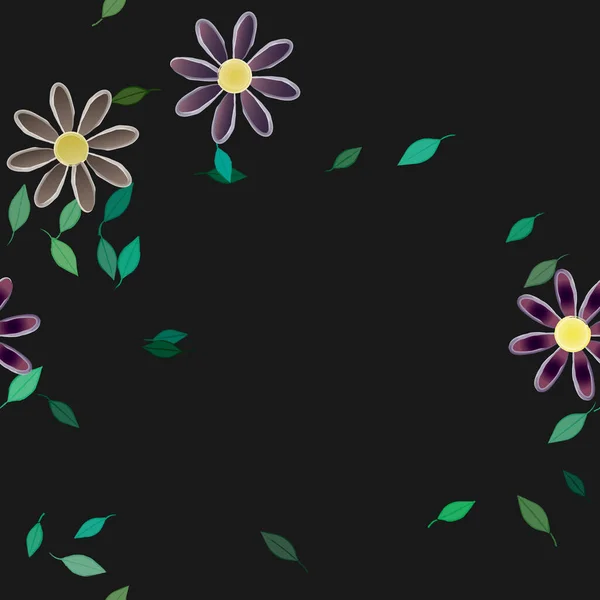 Fleurs Avec Feuilles Fond Sans Couture Illustration Vectorielle — Image vectorielle