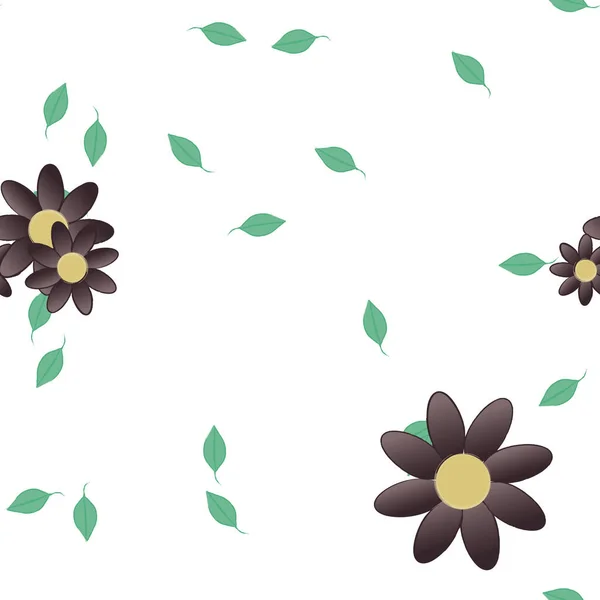 Flores Verano Pétalos Con Hojas Fondo Sin Costuras Vector Ilustración — Vector de stock