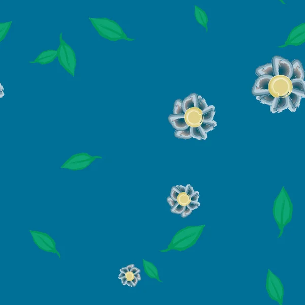 Blumen Mit Blättern Nahtloser Hintergrund Vektorillustration — Stockvektor