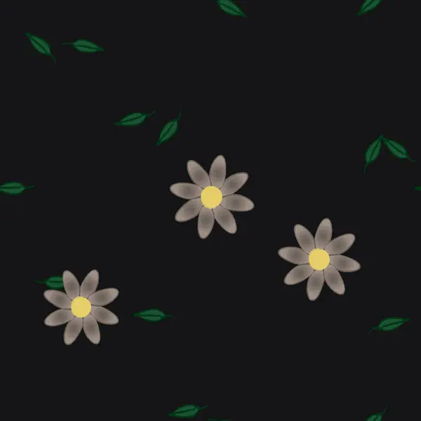 Illustration Vectorielle Fleurs Été Pétales Avec Feuilles Fond Floral — Image vectorielle