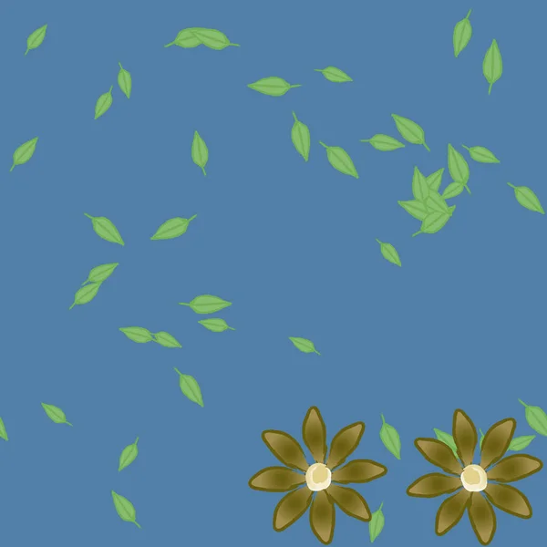 Illustration Vectorielle Pétales Fleurs Été Avec Feuilles Fond Botanique — Image vectorielle