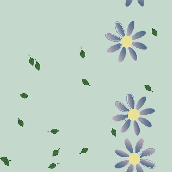 Blommor Med Blad Sömlös Bakgrund Vektor Illustration — Stock vektor