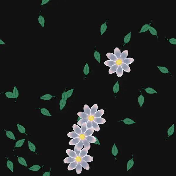 Bloemen Met Bladeren Naadloze Achtergrond Vector Illustratie — Stockvector