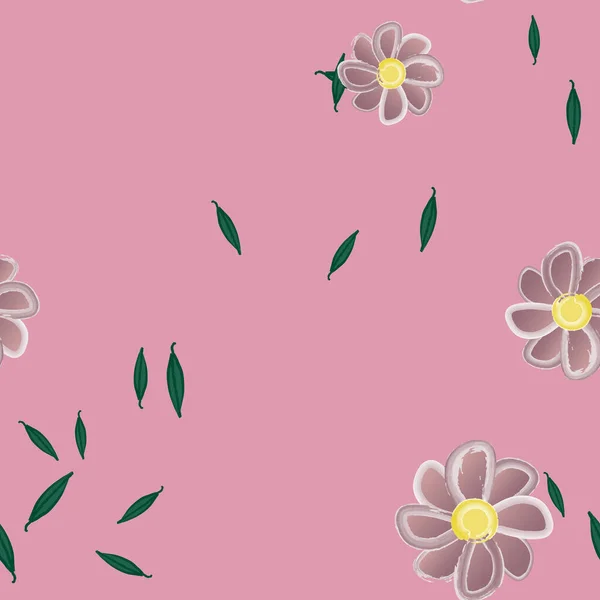 Flores Com Folhas Sem Costura Fundo Ilustração Vetorial — Vetor de Stock