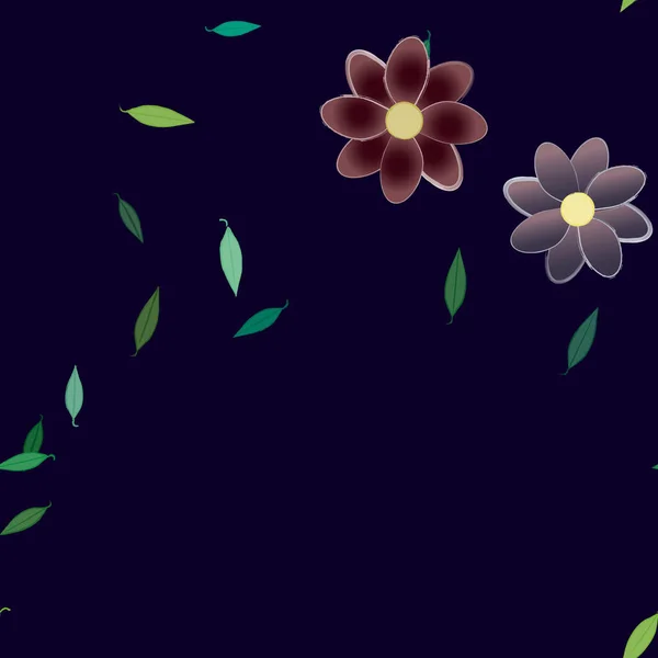 Flores Con Hojas Fondo Sin Costuras Ilustración Vectorial — Vector de stock