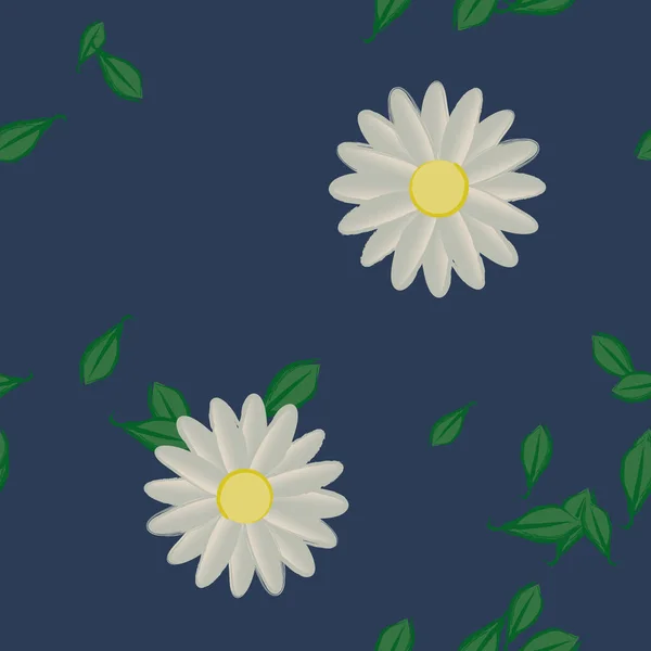 Blumen Mit Blättern Nahtloser Hintergrund Vektorillustration — Stockvektor