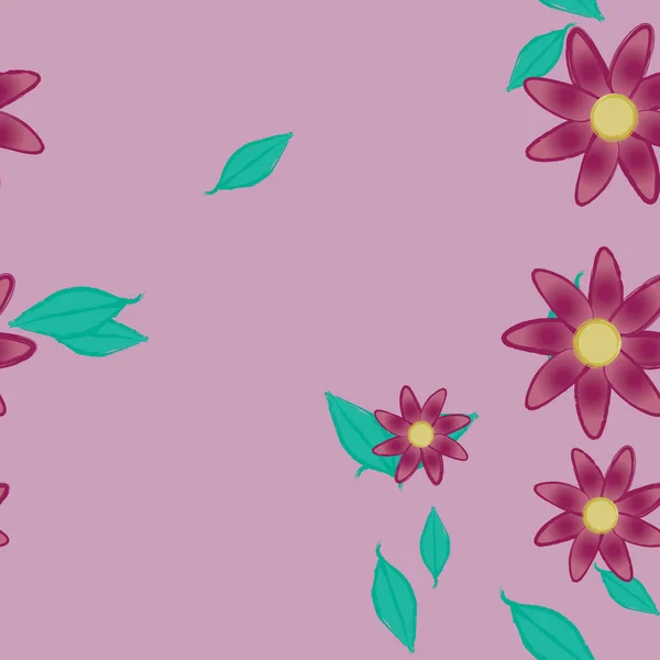 Flores Con Hojas Fondo Sin Costuras Ilustración Vectorial — Vector de stock