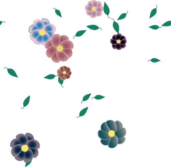 Fleurs Été Pétales Avec Feuilles Fond Illustration Vectorielle — Image vectorielle