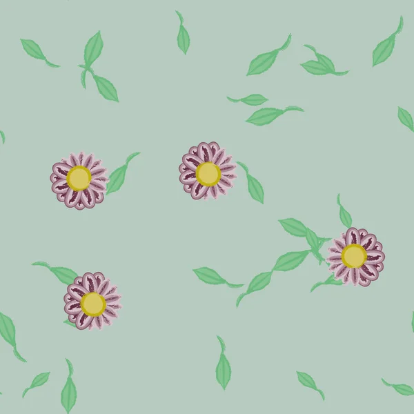 Blütenblätter Mit Blättern Nahtloser Hintergrund Vektorillustration — Stockvektor