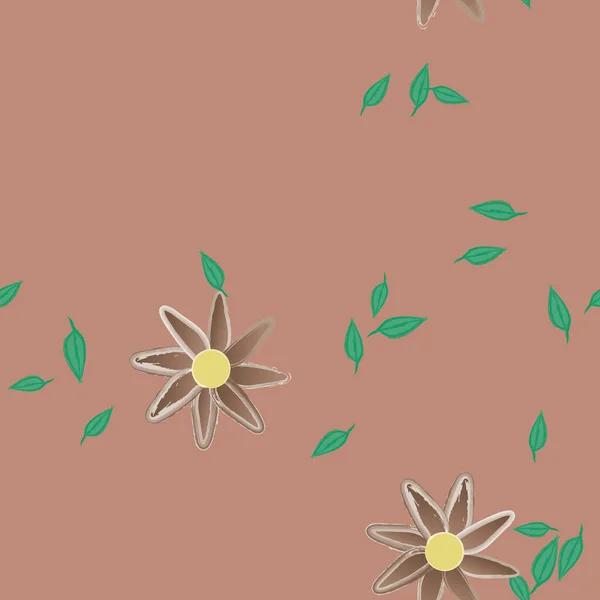 Fleurs Avec Feuilles Fond Sans Couture Illustration Vectorielle — Image vectorielle