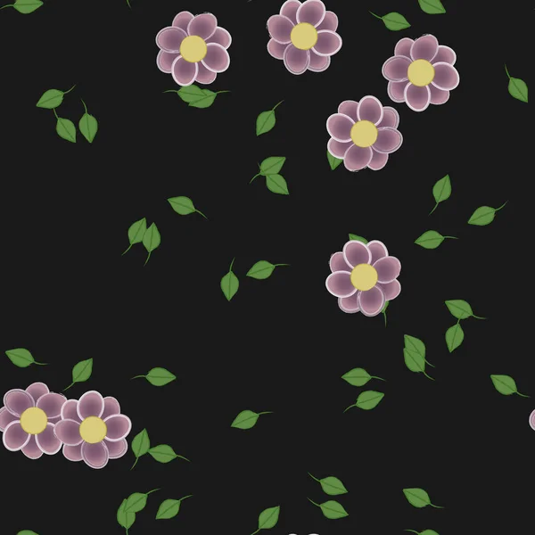 Flores Con Hojas Fondo Sin Costuras Ilustración Vectorial — Vector de stock