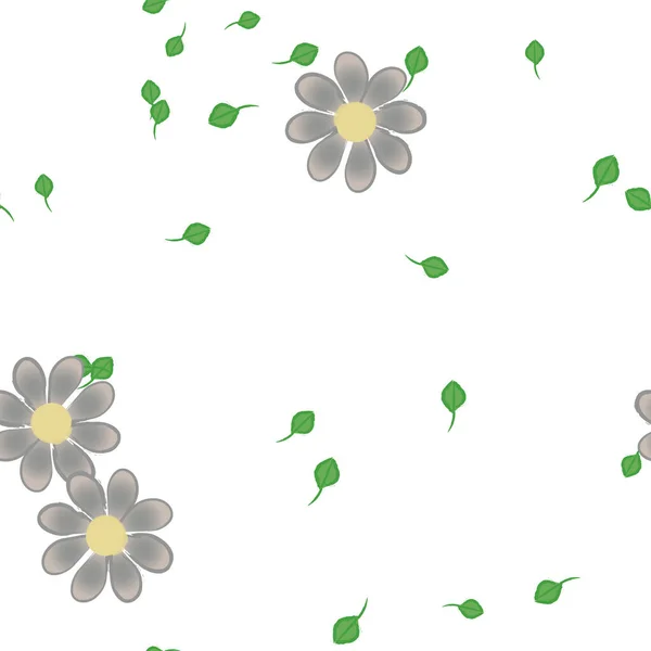 Blommor Med Blad Sömlös Bakgrund Vektor Illustration — Stock vektor