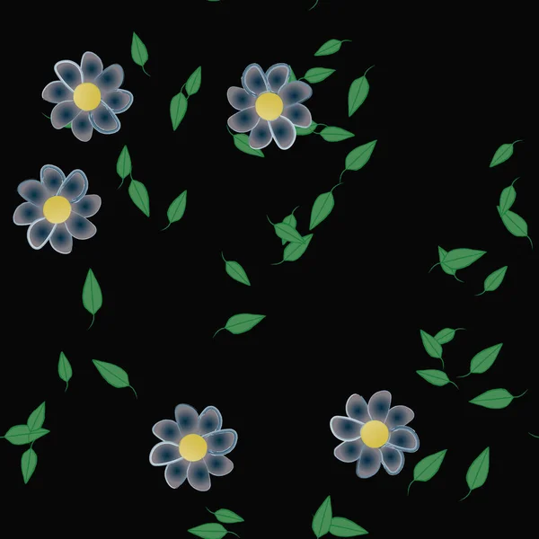 Bloemen Bloemblaadjes Met Bladeren Naadloze Achtergrond Vector Illustratie — Stockvector