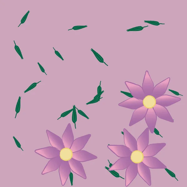 Vektor Illustration Von Sommerblumen Blütenblätter Mit Blättern Nahtloser Hintergrund — Stockvektor