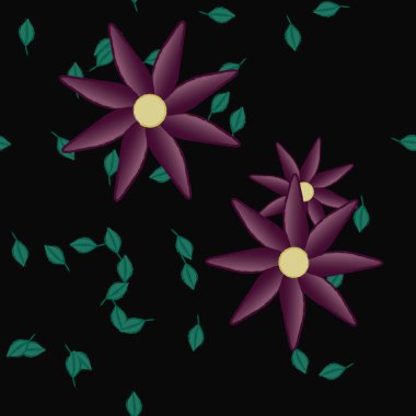 Yapraklı çiçek yapraklarının vektör çizimi, botanik arka plan