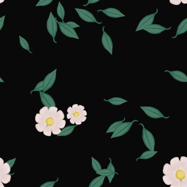 Yapraklı yaz çiçekleri, arka plan, vektör illüstrasyonu