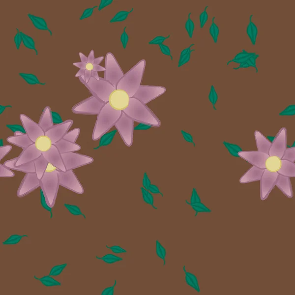 Fleurs Pétales Avec Feuilles Fond Sans Couture Illustration Vectorielle — Image vectorielle