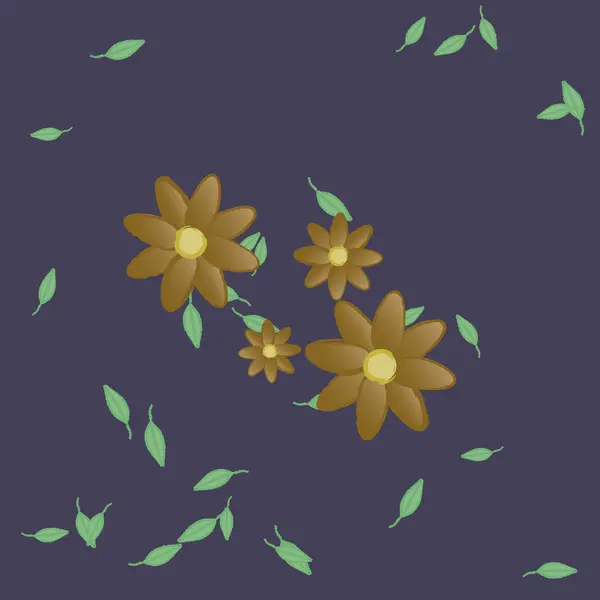 Bloemen Met Bladeren Naadloze Achtergrond Vector Illustratie — Stockvector