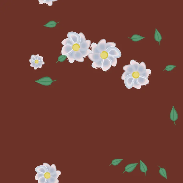 Flores Con Hojas Fondo Sin Costuras Ilustración Vectorial — Archivo Imágenes Vectoriales