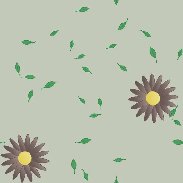 Flowers Leaves Seamless Background Vector Illustration — Stock Vector