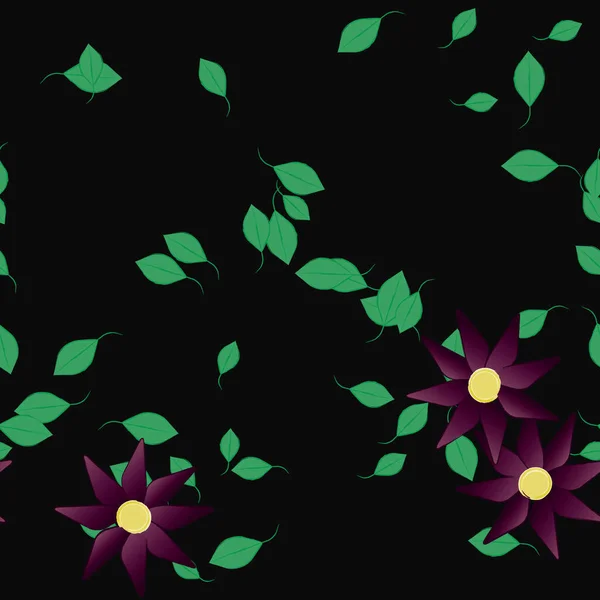 Kukat Lehdet Saumaton Tausta Vektori Kuva — vektorikuva