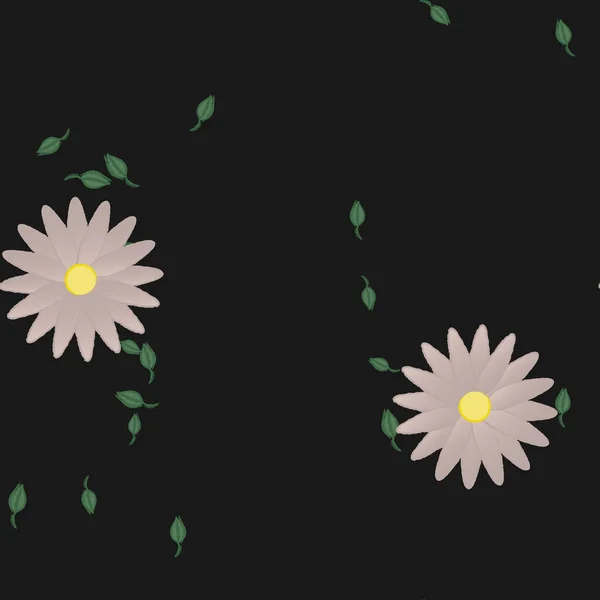 Flores Con Hojas Fondo Sin Costuras Ilustración Vectorial — Vector de stock