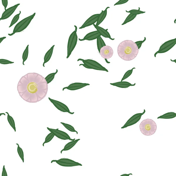 Fleurs Avec Feuilles Fond Sans Couture Illustration Vectorielle — Image vectorielle