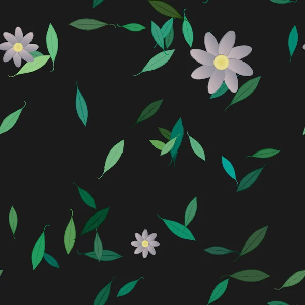 Yapraklı Çiçek Arkaplanlı Yaz Çiçeklerinin Vektör Çizimi — Stok Vektör